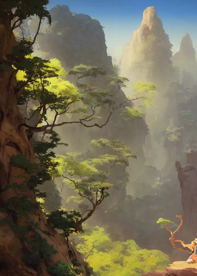 Prompt: an elevated mesa under the protection of a nature spirit, extremely detailed oil painting, rhads, sargent and leyendecker, savrasov levitan polenov, bruce pennington, studio ghibli, tim hildebrandt, digital art, landscape painting, trending on artstation, masterpiece