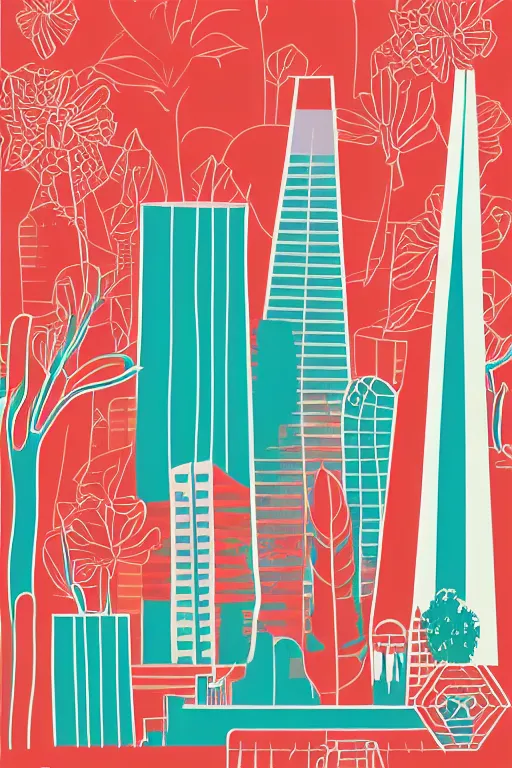 Prompt: minimalist boho style art of san francisco, illustration, vector art