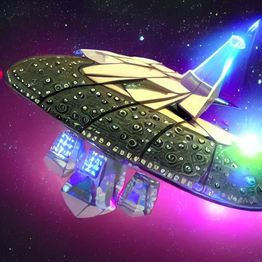Image similar to spaceship with crystals on matrix