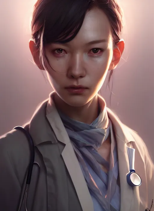 Prompt: character concept art of a dystopian doctor, key visual, realistic shaded perfect face, fine details, dystopian environment and background, by stanley artgerm lau, wlop, rossdraws, james jean, andrei riabovitchev, marc simonetti, and sakimichan, trending on artstation