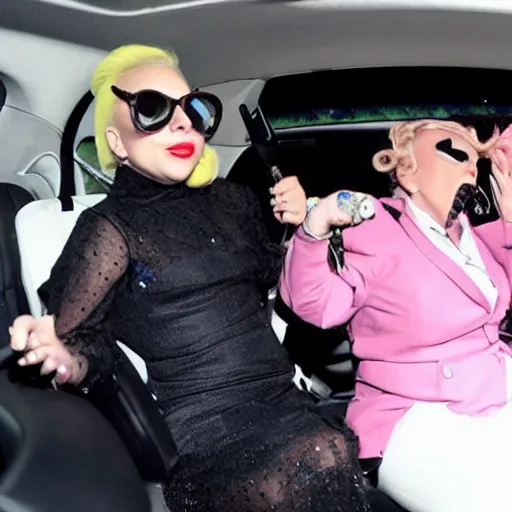 Image similar to lady gaga and judy garland carpool karaoke