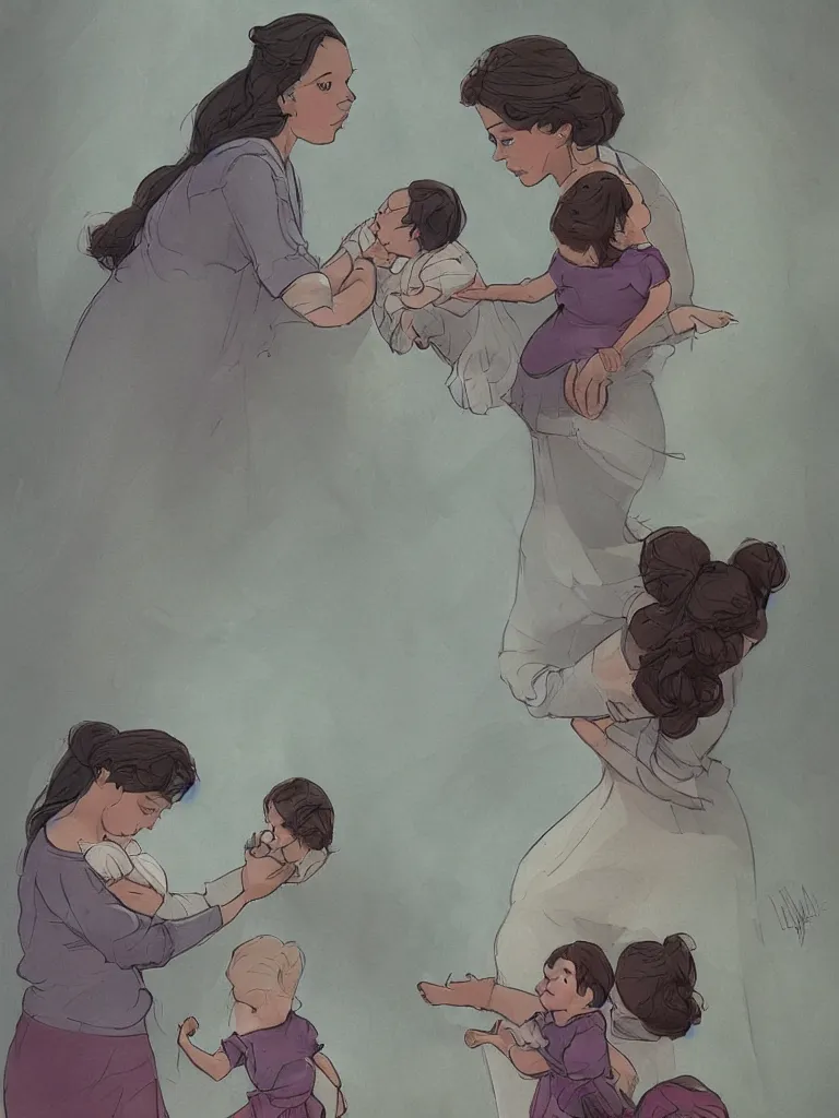 Image similar to motherhood by Disney Concept Artists, blunt borders, rule of thirds