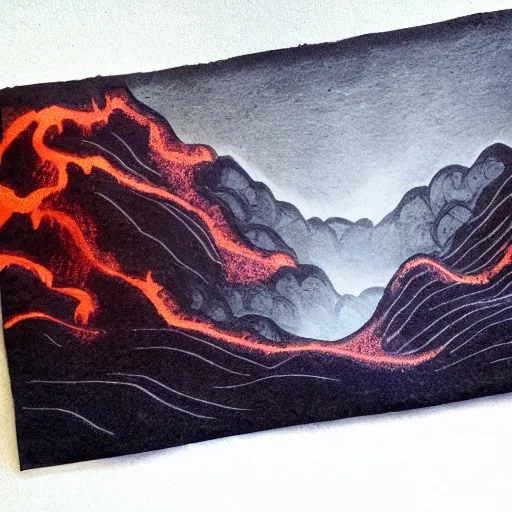 Prompt: Gothic dragon, Volcano landscape, dark lighting