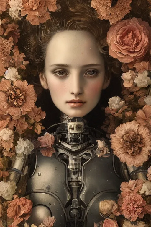 Image similar to a beautiful ultradetailed vintage photo of an xolo, by tom bagshaw and anna dittman, portrait, vignette, 3 5 mm lens, golden ratio composition, detailed faces, studio photography, very detailed, robot dogs overgrown with flowers, artstation, 8 k, highly coherent