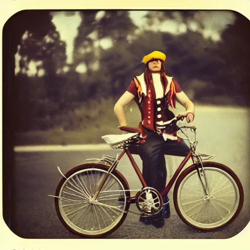 Prompt: 1970s Polaroid photo of a pirate on a bicycle, ultra realistic, cinematic, octane rendered, 8k, highly detailed, moody, photography, Polaroid