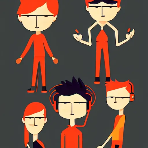 Image similar to 2 d character design, music group, vector art, digital art, portrait, 4 k, 8 k, sharp focus, smooth, illustration, concept art, pop band