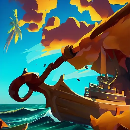 Image similar to painting treasure on sea of thieves game smooth median photoshop filter cutout vector, behance hd by jesper ejsing, by rhads, makoto shinkai and lois van baarle, ilya kuvshinov, rossdraws global illumination