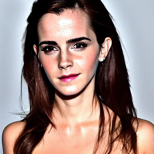 Image similar to a woman who is a combination of emma watson and kim kardashian, close - up