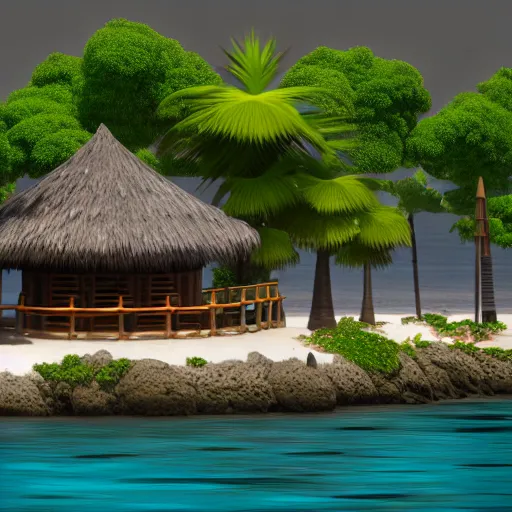 Image similar to a final fantasy styled restaurant, realistic, tropical, island, 8k, architecture ,Galdin Quay. real photo. f/11 34mm low iso