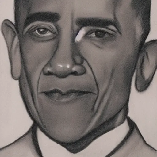 Prompt: creepy police sketch of obama
