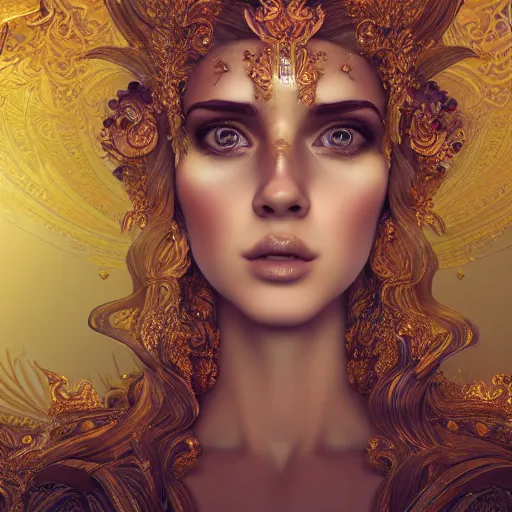 Image similar to wonderful princess made of golden marble, beautiful face, hyper detailed, flowing psychadelic background intricate and detailed, ornate 8 k gorgeous intricate detailed, octane render