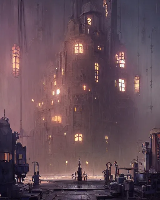 Image similar to gathering at the gallows at the courtyard of a robust dieselpunk futuristic fantasy castle, calming, uplifting mood, ultra realistic, factory, funny, small buildings, highly detailed, epic lighting, illuminated, cinematic, morning, art by eddie mendoza