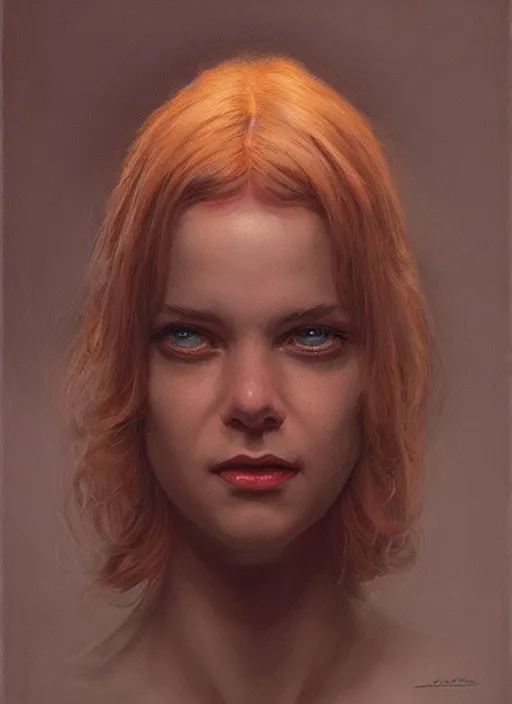 Image similar to portrait from The Brood (1979), highly detailed, centered, solid color background, digital painting, artstation, concept art, smooth, sharp focus, illustration, donato giancola, Joseph Christian Leyendecker, Les Edwards, Ed Repka, WLOP, Artgerm