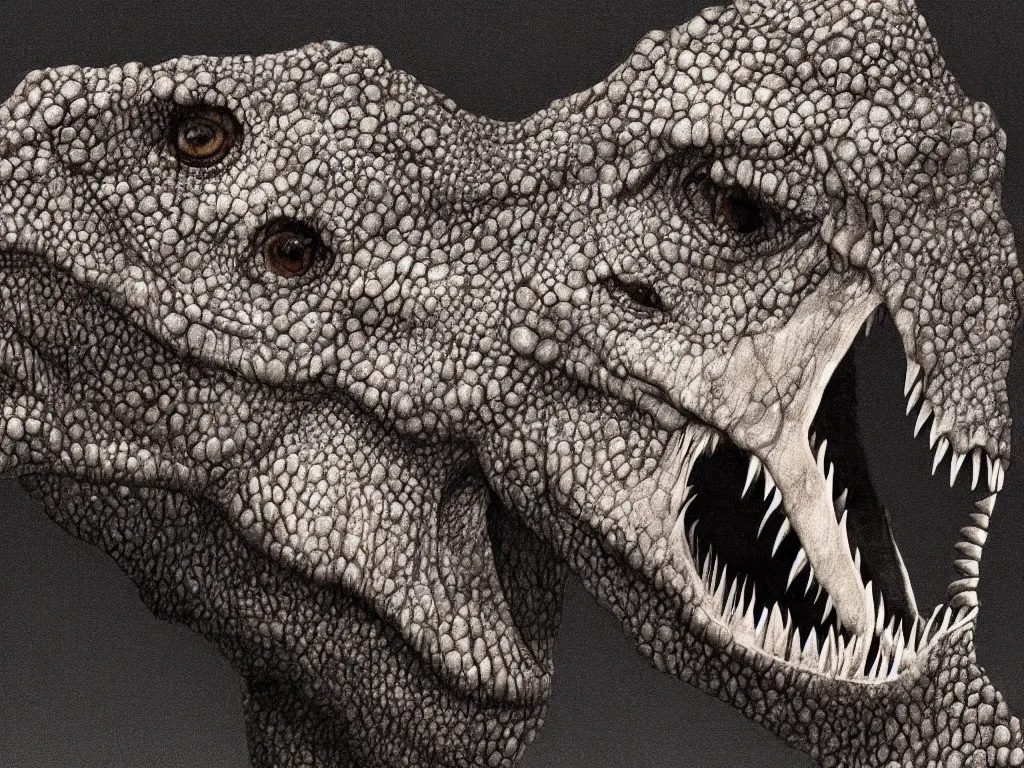 Image similar to tyrannosaurus rex using an iphone, photorealistic