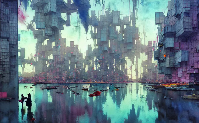 Prompt: the amazing floating brutalist city, fantasy. intricate, amazing composition, colorful watercolor, by ruan jia, by maxfield parrish, by marc simonetti, by hikari shimoda, by robert hubert, by zhang kechun, illustration, gloomy