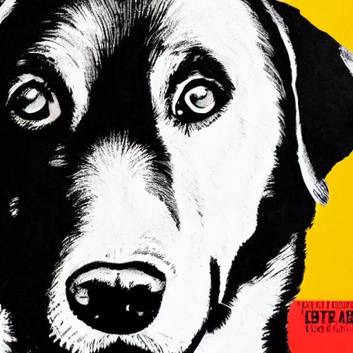 Prompt: black lab, Shepard Fairey poster