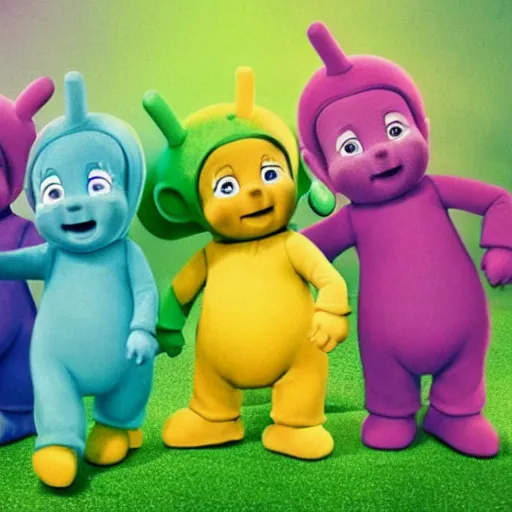 Image similar to teletubbies smurfs