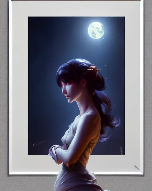 Image similar to a potrait of a fantasy moon dragon, fine details. night setting. realistic shaded lighting poster by ilya kuvshinov katsuhiro, artgerm, jeremy lipkin and michael garmash, unreal engine, radiant light, detailed and intricate environment