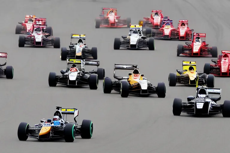 Image similar to photo of formula one cars in a race