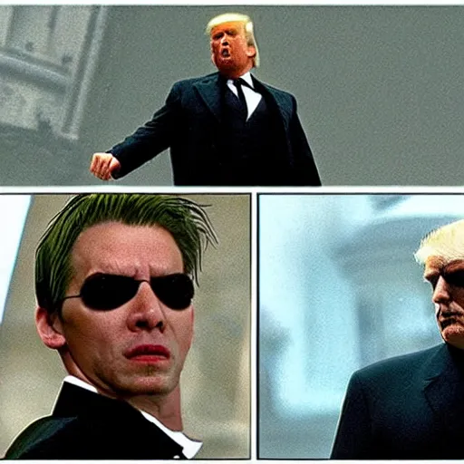 Image similar to donald trump as neo in the matrix