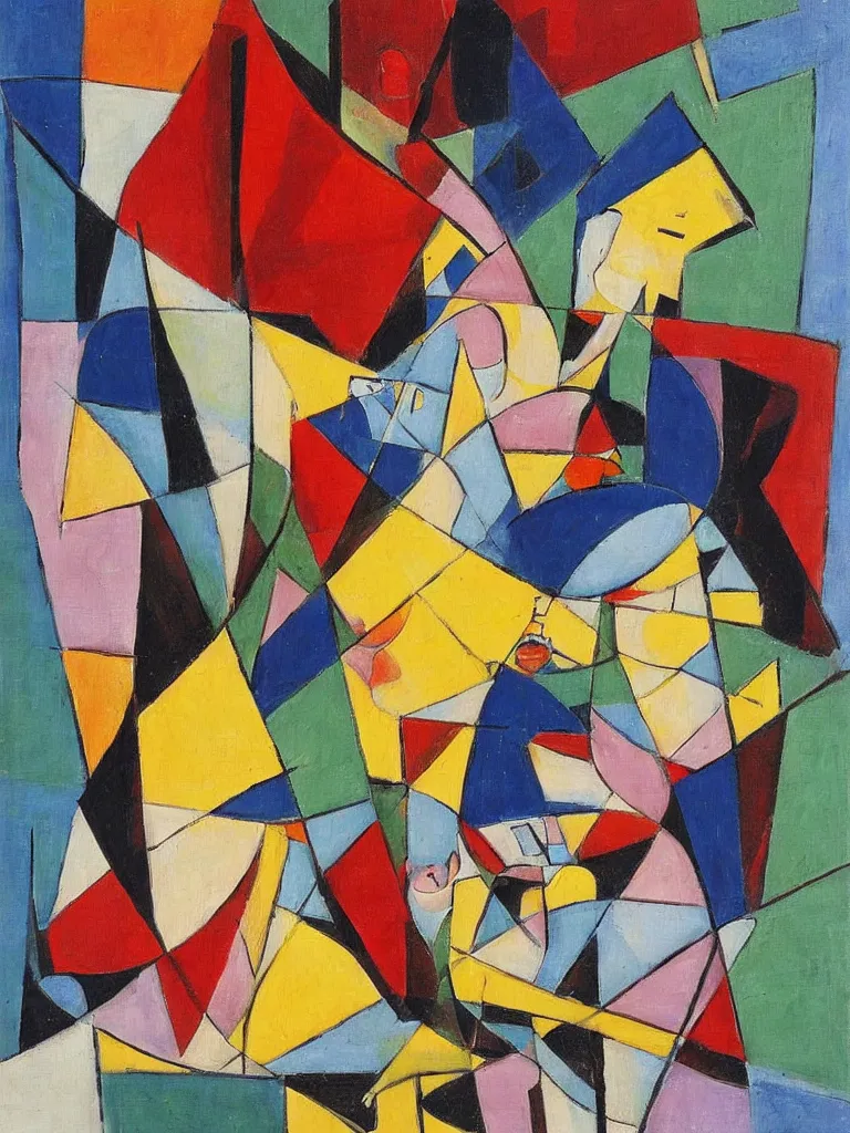 Image similar to a cubism painting by emilio pettoruti,