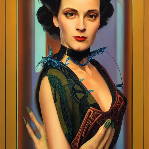 Prompt: an art nouveau, ( streamline moderne ), multi - ethnic portrait in the style of donato giancola and anna dittmann and charles dulac. very large, clear, expressive, and intelligent eyes. symmetrical, centered, ultrasharp focus, dramatic lighting, photorealistic digital matte painting, intricate ultra detailed background.