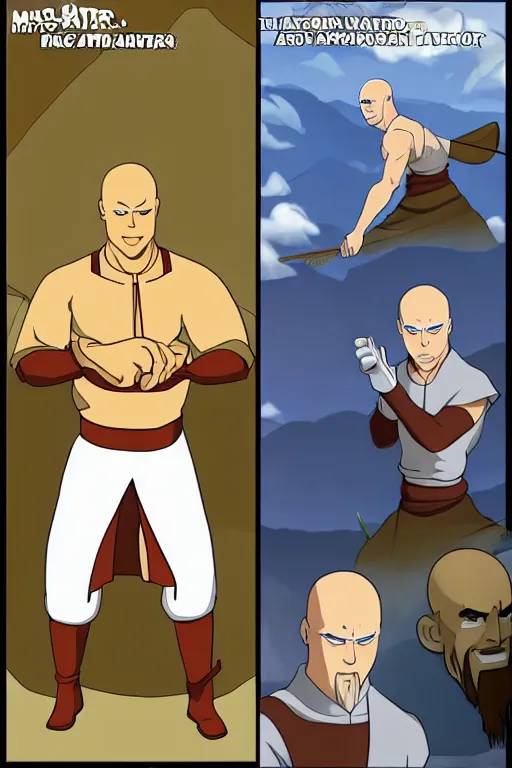 Image similar to mr clean as the avatar, avatar the last airbender