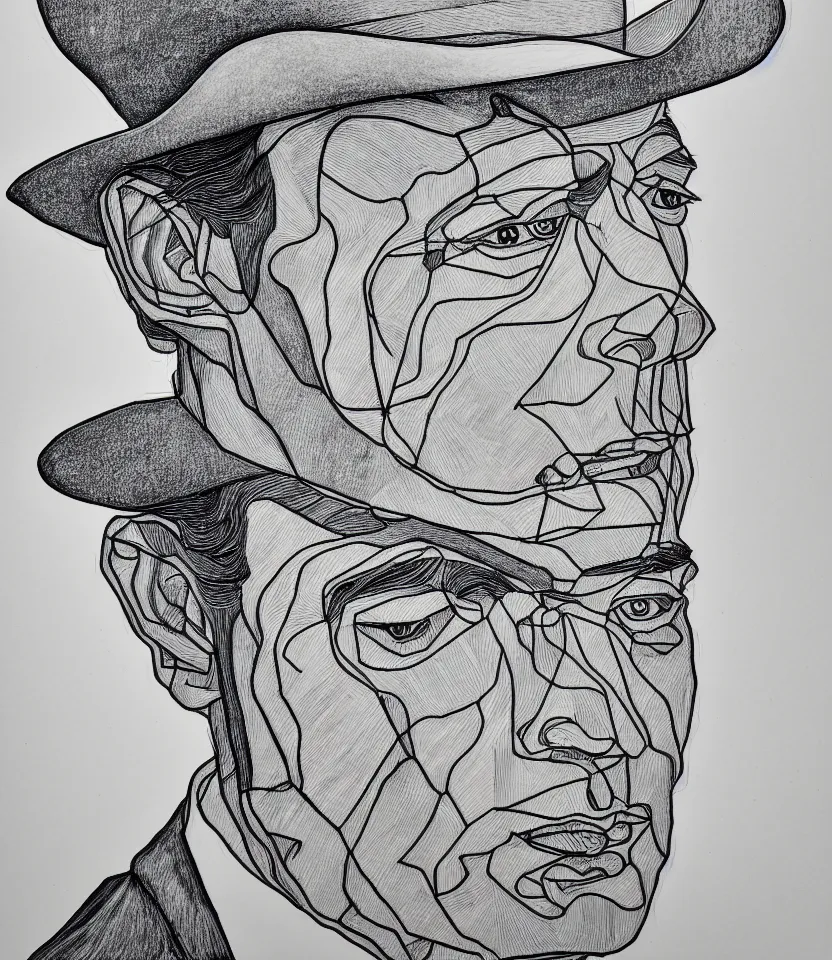 Image similar to detailed line art portrait of hank williams, inspired by egon schiele. contour lines, caricatural, musicality, twirls curls and curves, confident personality, raw emotion