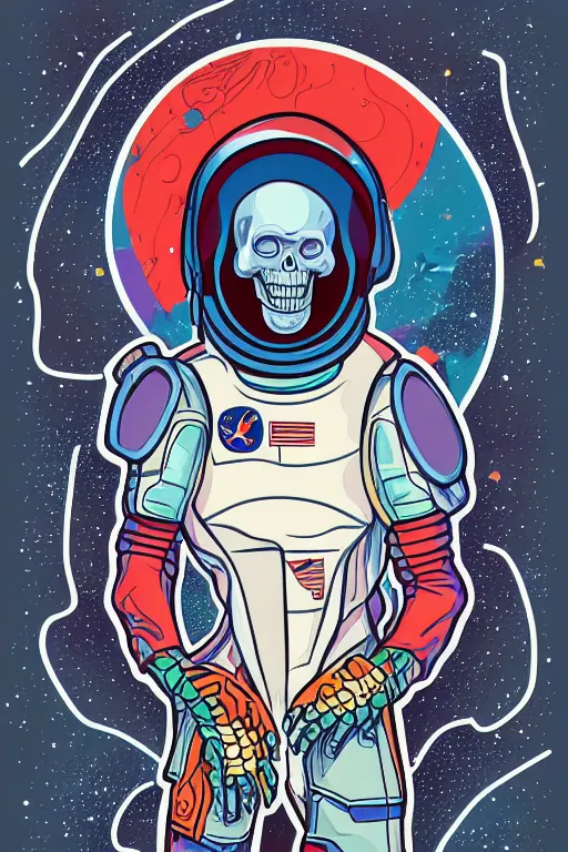 Image similar to portrait of a astronaut skeletor, art by ori toor, sticker, colorful, illustration, highly detailed, simple, smooth and clean vector curves, no jagged lines, vector art, smooth