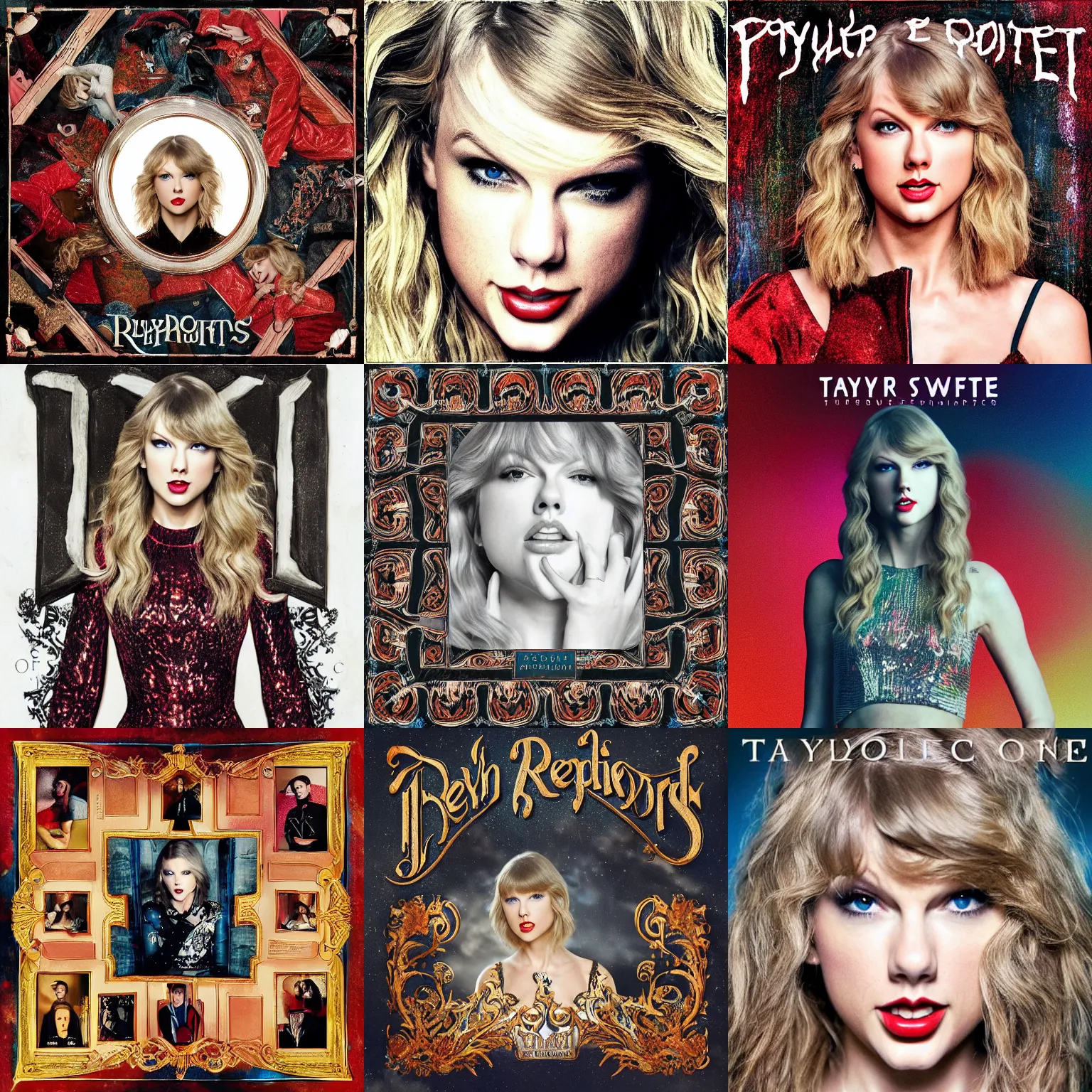 Prompt: album cover of reputation (2017) by Taylor Swift