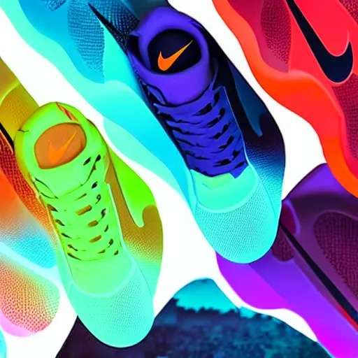 Image similar to sneaker design by Nike and apple showcase render futuristic colourful plastic photorealistic photography model image editorial