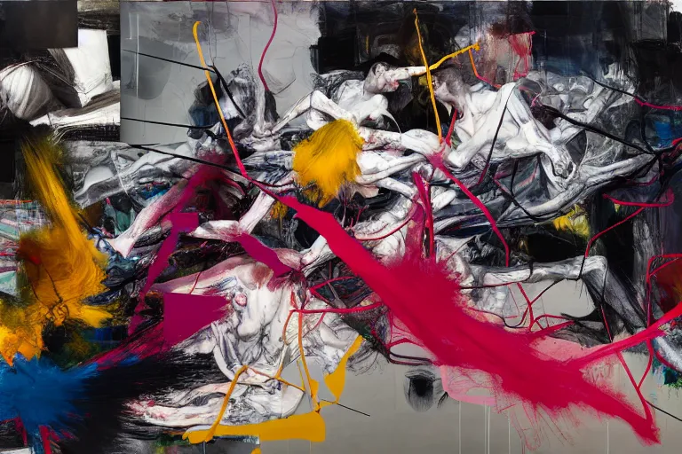 Image similar to the physical impossibility of death bodies entwined, extremely intricate and detailed, by painted by francis bacon, adrian ghenie, james jean, part by gerhard richter, part by petra cortright. 8 k masterpiece