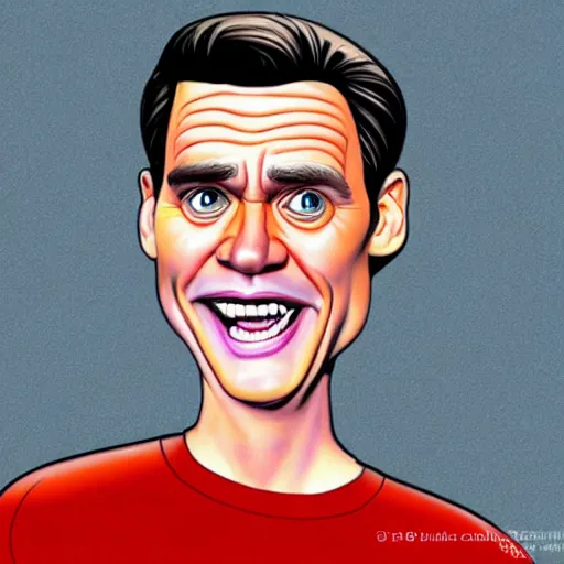 Prompt: jim carrey caricature realism, in the style of steve bell!