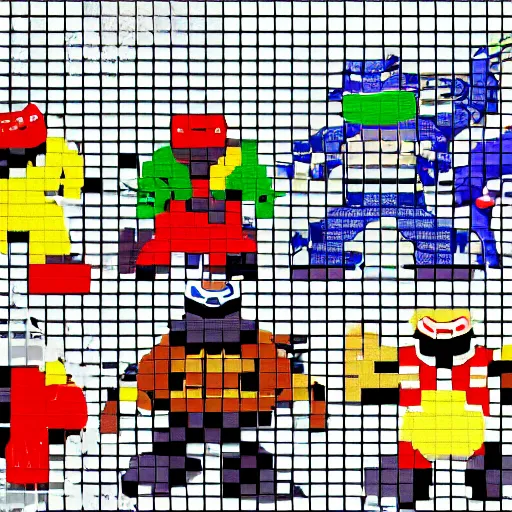 Image similar to 1 6 bit pixel teenage mutant ninja turtles as a k - pop band acting at the opera theater