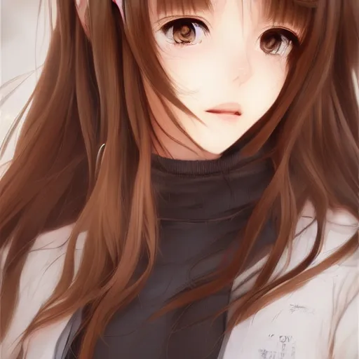 Prompt: headshot portrait of a pretty anime woman with light brown hair, drawn by WLOP, by Avetetsuya Studios, manhwa, trending on artstation