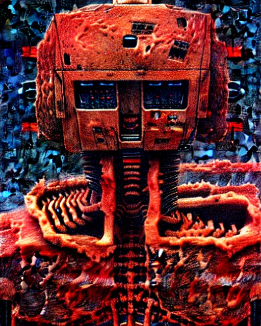 Image similar to bleeding gundam robot made of meat drawn by beksinski, high definition, lovecraftian