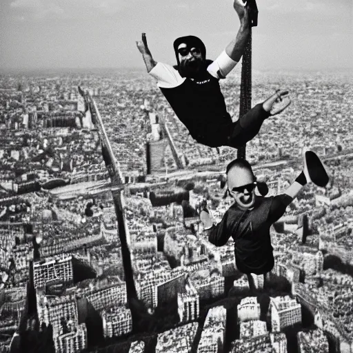 Prompt: keemstar falling from the top of the eiffel tower 3 5 mm