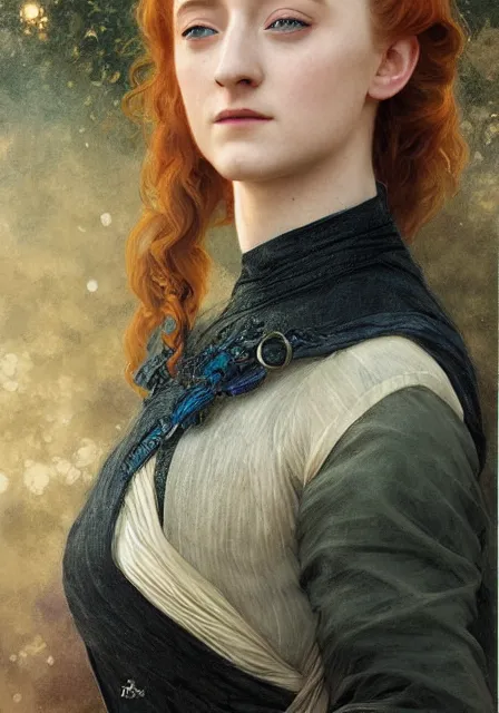 Image similar to sansa saoirse ronan, intricate, elegant, highly detailed, digital painting, artstation, concept art, smooth, sharp focus, illustration, art by artgerm and greg rutkowski and alphonse mucha and william - adolphe bouguereau