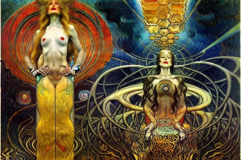 Image similar to Divine Chaos Engine by Karol Bak, Jean Delville, William Blake, Gustav Klimt, and Vincent Van Gogh, symbolist, visionary