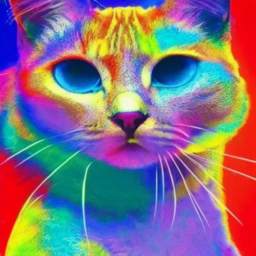 Prompt: a cat made of splash of colours