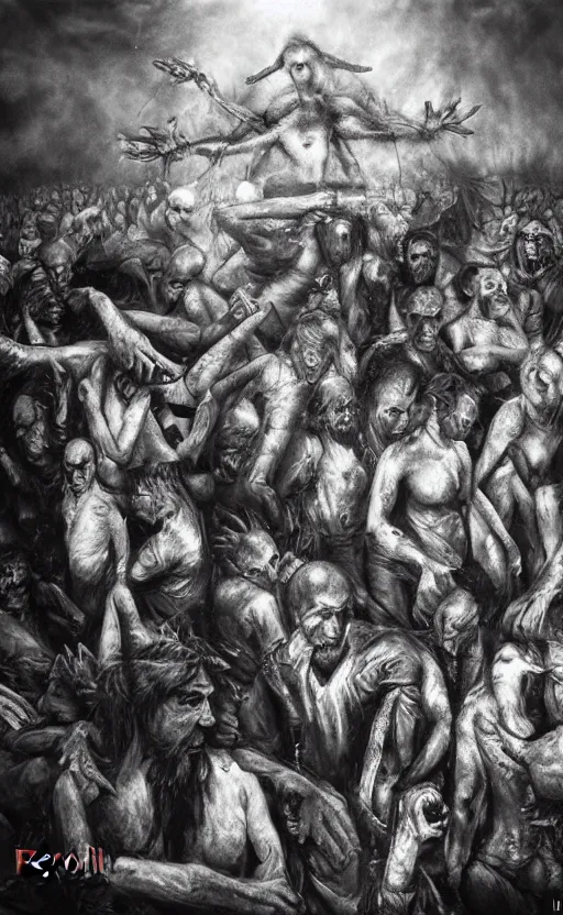 Image similar to hell with people suffering. by francisco goitia