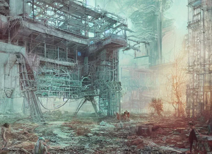 Image similar to detailed full body concept art illustration colorful pastel painting of a nightmare Chernobyl in full intricate detail, ultra detailed, digital art, octane render, 4K, dystopian, micro details