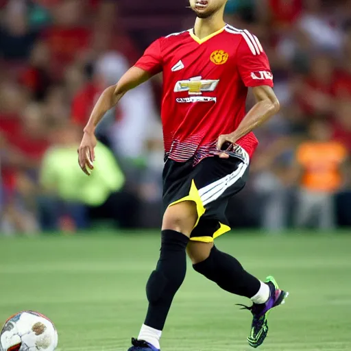 Prompt: steph curry playing soccer for manchester united