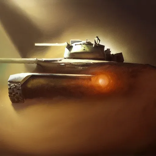 Image similar to tank in the shape of a book, oil painting, artstation, dramatic lighting,, beautiful