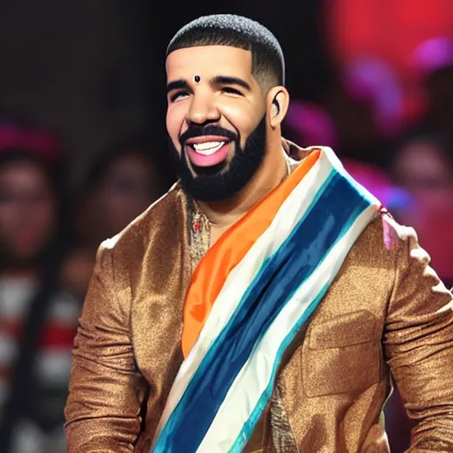 Prompt: drake, indian flag colored outfit