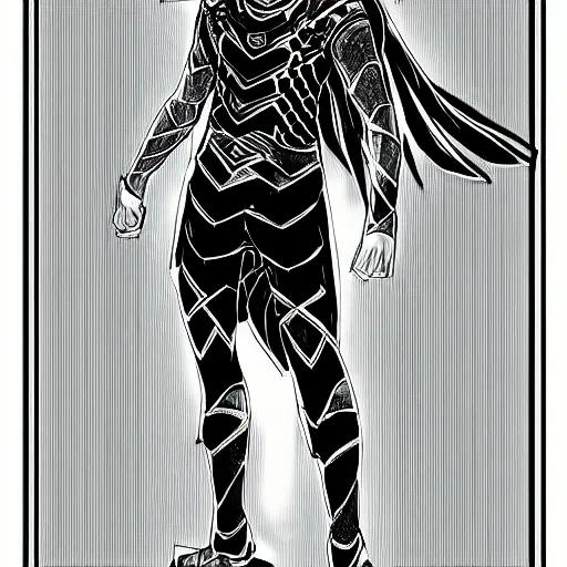 Prompt: Detailed manga full body portrait of Loki