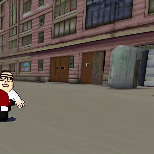 Prompt: gta sa ingame screenshot, mod where you play as peter griffin