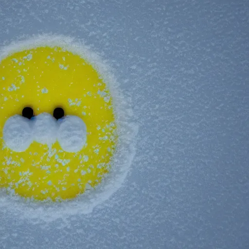 Image similar to pacman made of yellow snow, photography