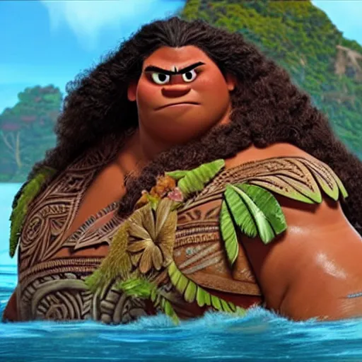 Prompt: moana fighting with zeus in the style of god of war