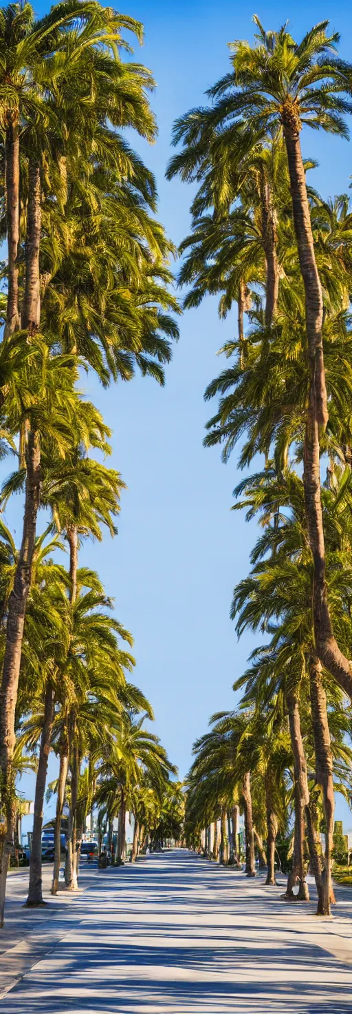 Image similar to photo sidewalk with bike path, palm trees, accessible for the disabled, by professional photographer, 8 k resolution, photo, high quality